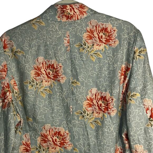 Boden Linen Floral Blazer Jacket Size 18 Blue Red Peony Print - Picture 4 of 9